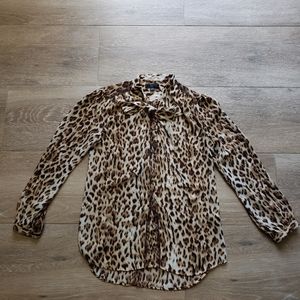 J Crew leopard bow blouse